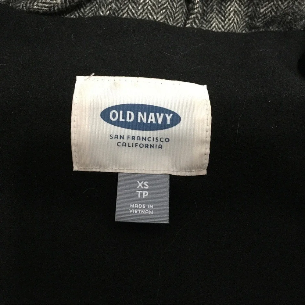Old Navy Women's Puffer Vest Herringbone Tweed Full‎ Zip Stand Collar XS